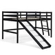 preview thumbnail 10 of 14, Loft Bed with Slide, Twin, Space Saving Kids Low Loft Bed with Guardrail and Ladder
