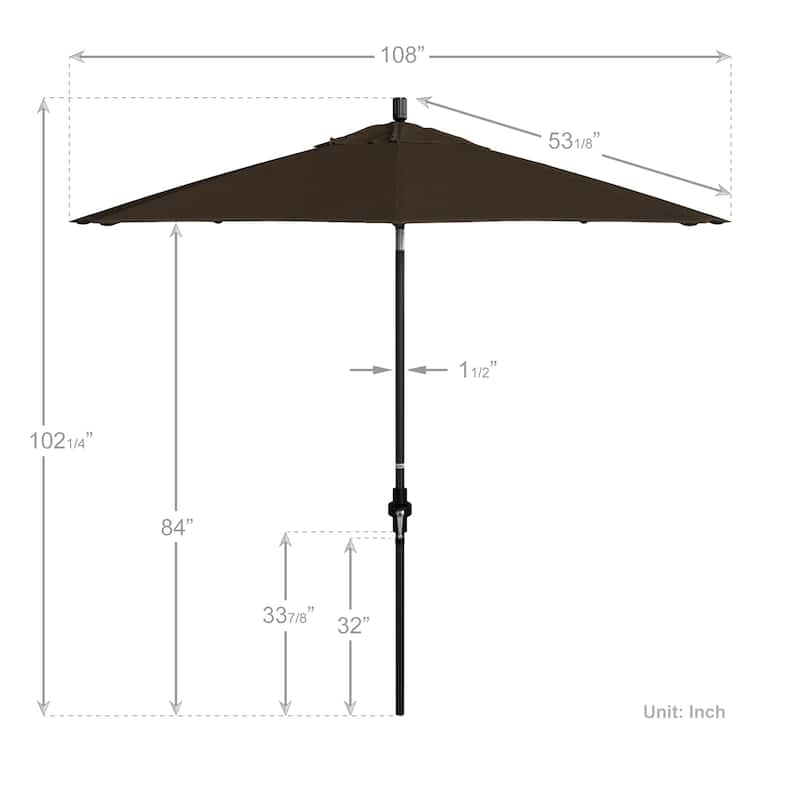California Umbrella 9' Rd Golden State Series Patio Umbrella Black Aluminum Frame Crank Lift Collar Tilt Sunbrella Cilantro