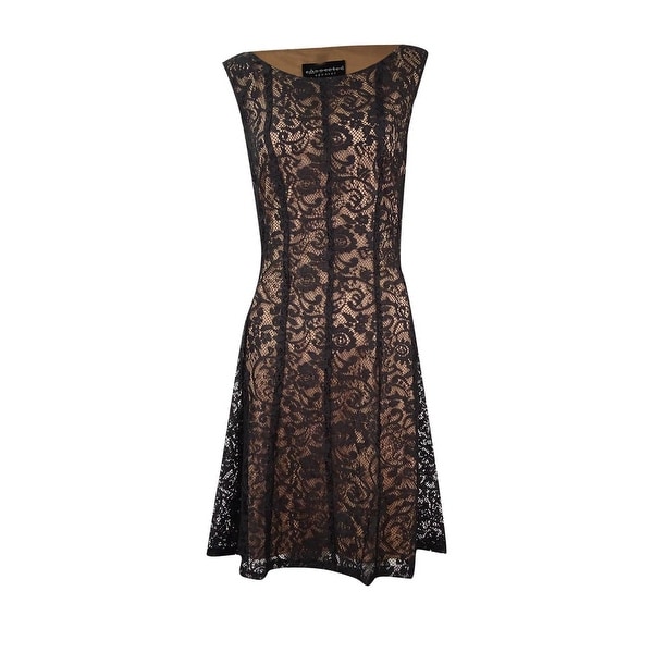 Connected Women's Petite Lace Fit & Flare Lace Dress