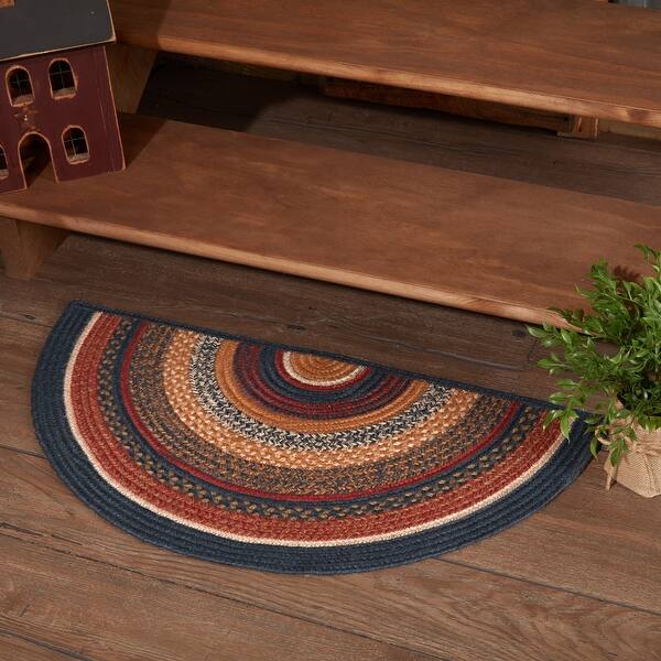slide 2 of 3, Stratton Jute Rug Half Circle w/ Pad 16.5x33 - 16.5" x 33" 16.5" x 33" - Blue