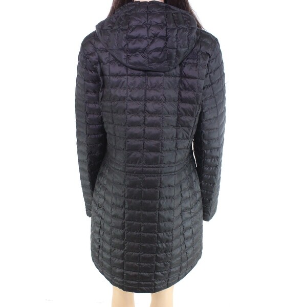 womens evening shadow longline hooded puffer jacket