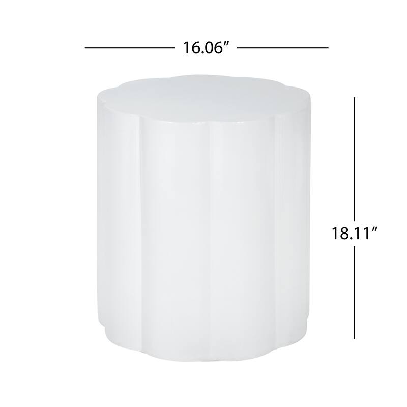 Christopher Knight Home - Calera Modern Outdoor Magnesium Oxide Side Table, Sculptural Cylindrical Design & High Gloss Finish