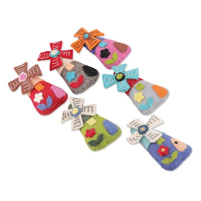 Novica Handmade Fantasy Windmills Wool Ornaments (Set Of 6)