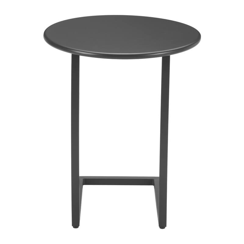 20" Black Aluminum Round Outdoor Side Table