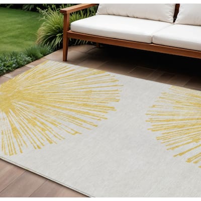 HomeRoots Abstract Transitional Rectangle Outdoor Rug
