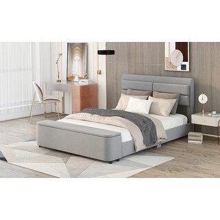 Queen Size Upholstery Platform Bed with Storage