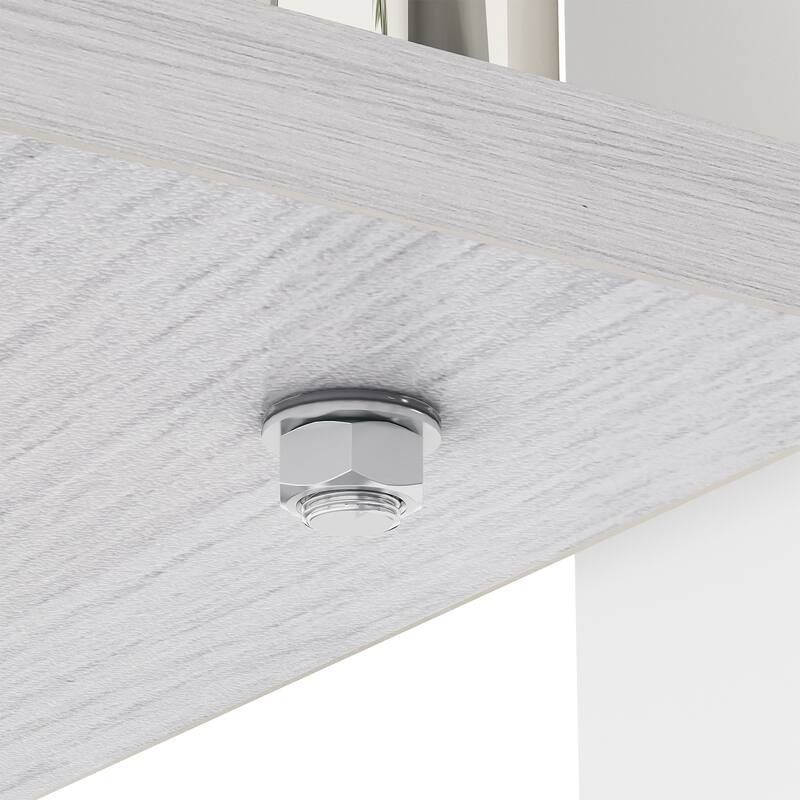 Rectangle Coffee Table, Tempered Glass Tabletop with MDF Layer, Modern Table for Living Room, Gray Glass