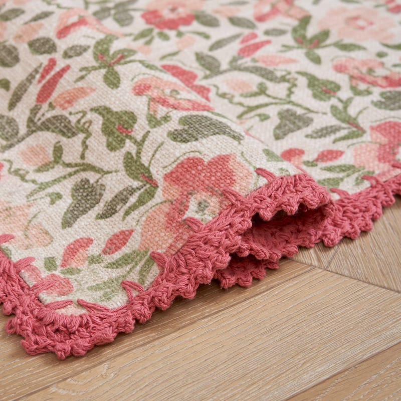 Laura Ashley Cotton Slub Crochet Border Rugs