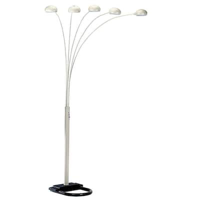 HomeRoots 84" White Five Light Arc Floor Lamp With White Dome Shade - 45