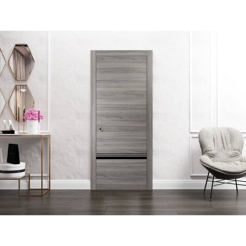 Slab Barn Door Panel 18 x 80 Planum 0012 Grey Matte with Sturdy Finished