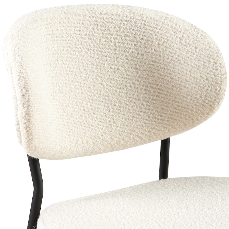 Mid-Century Modern Beige Curved Backrest Dining Chairs Set of 2