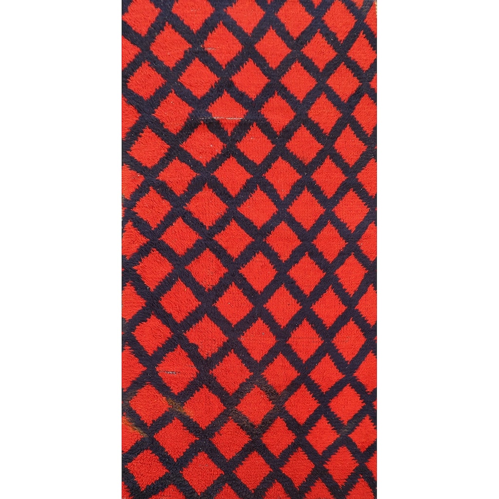 Checkered Tribal Moroccan Oriental Wool Area Rug Hand-knotted Carpet - 2'9" x 5'8"