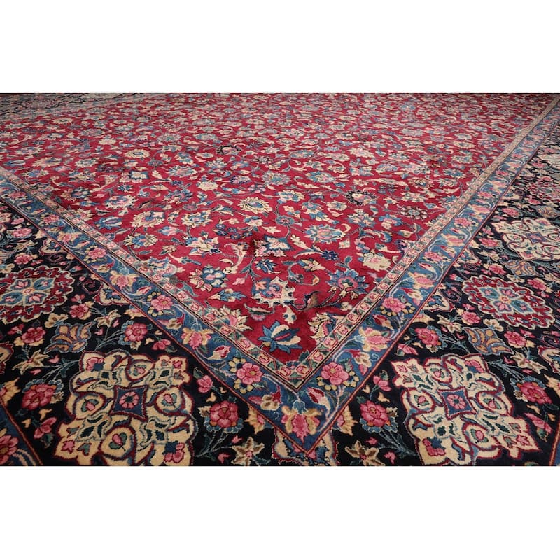 Hand Knotted Burgundy Persian Wool Traditional Oriental Area Rug - 13' x 18' 8''