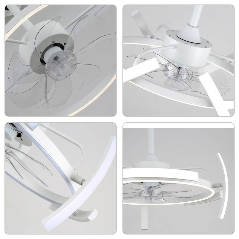 Bella Depot 25" Modern DIY Shape Ceiling Fan with Remote APP Control and Dimmable Light Kit, 6-Speed Reversible Blades