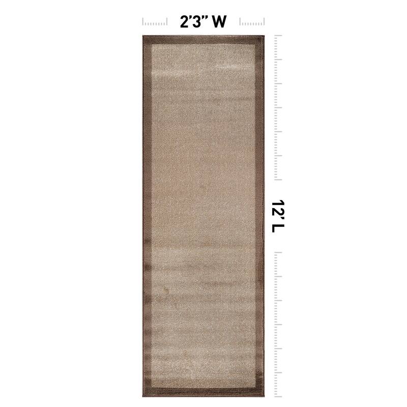 Modern Geometric Stripe Bordered Area Rug for Living Room, Bedroom, or Entryway - Low Pile Indoor Rug