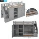 preview thumbnail 5 of 14, Functional Twin Size Loft Bed with 3 Shelves, 2 Wardrobes and 2 Drawers, Ladder with Storage