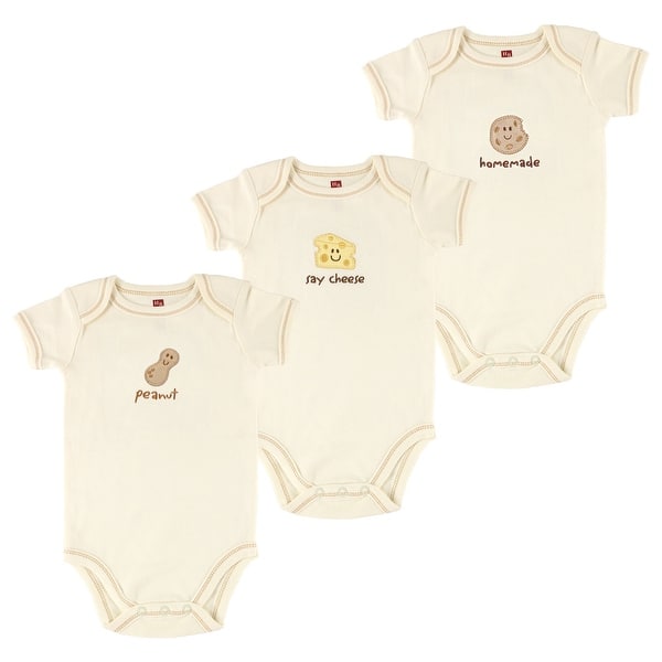 slide 1 of 1, Touched by Nature Organic Cotton Bodysuits 3pk, Peanut 0-3 Months - Peanut