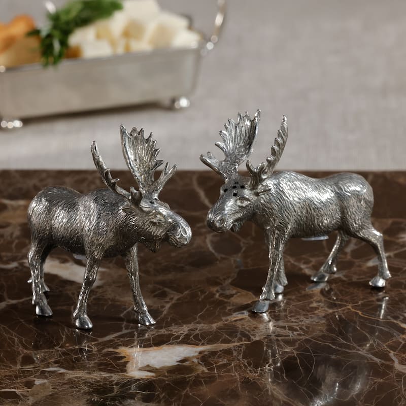 St. Anton Pewter Moose Design Salt & Pepper Shaker Set