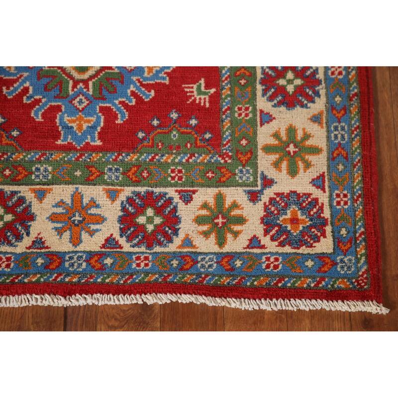Red Kazak Accent Rug Hand-Knotted Oriental Wool Carpet - 2'9"x 4'1"