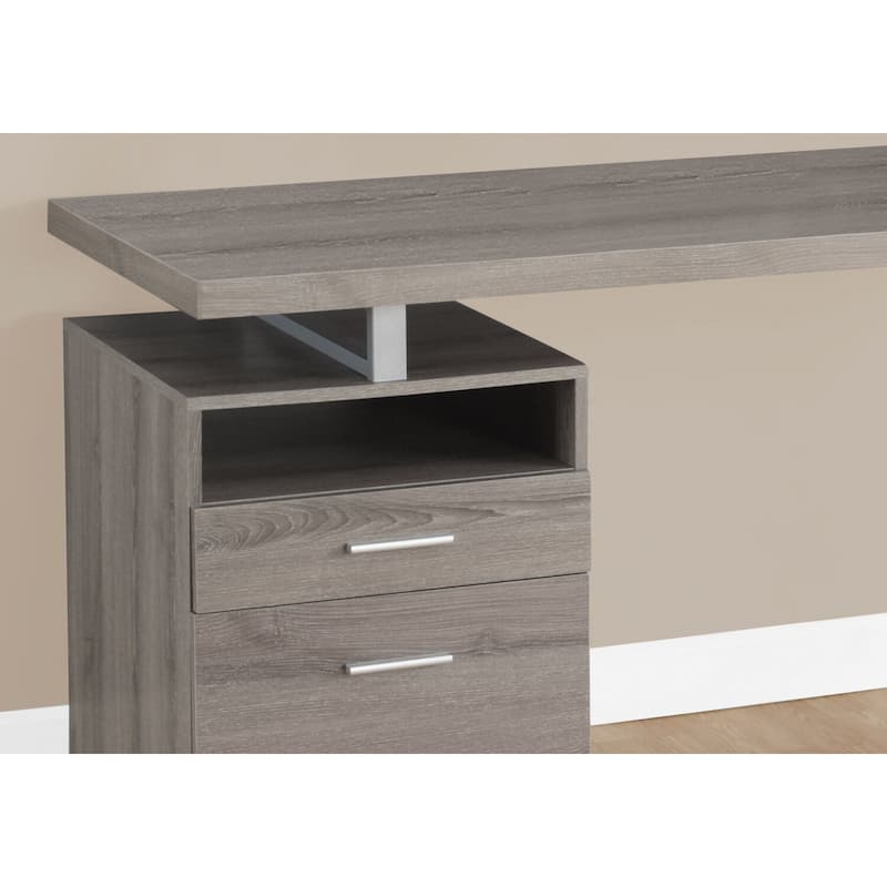 Modern Computer Desk with Storage - 60" Home Office Laptop Workstation - Metal & Laminate Design