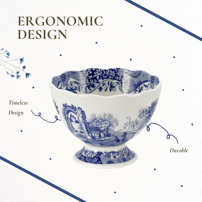 Spode Blue Italian Footed Serving Bowl - 4.75-Inch