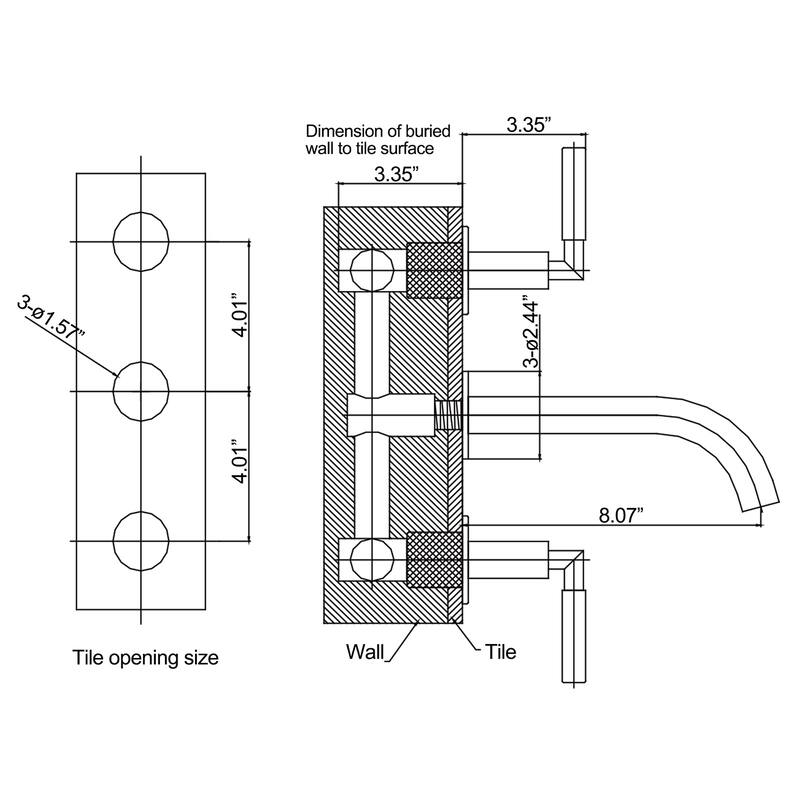 Two Handles Wall Mounted widespread Bathroom Faucet