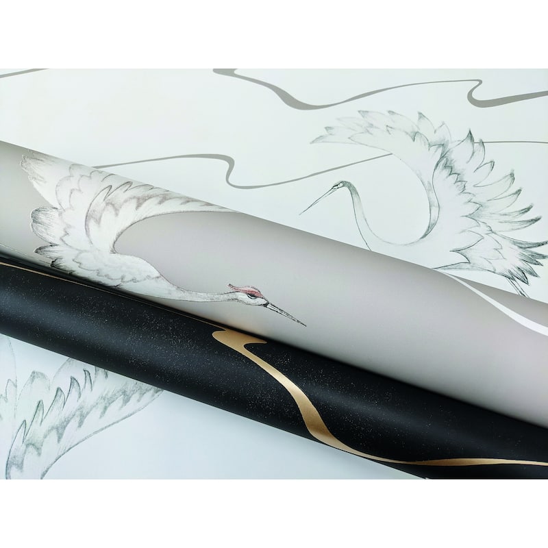 Metz Vinyl Soaring Cranes Wallpaper 27 in x 27 ft = 60.75 sq ft