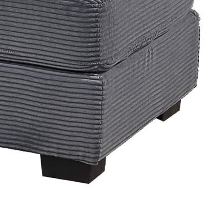 Lomi Cocktail Ottoman, Dark Gray Corduroy, Black Legs, 45 x 28 Inch
