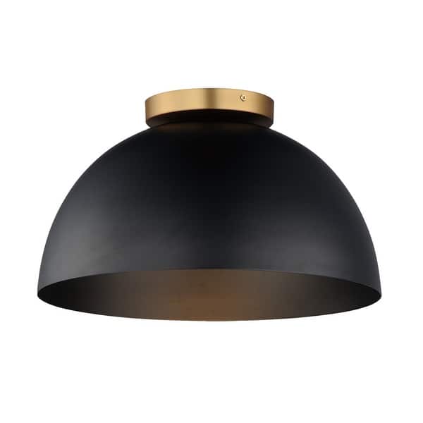 slide 2 of 4, Maxim 10029 Thelonious 16" Wide Flush Mount Ceiling Fixture Black / Natural Aged Brass