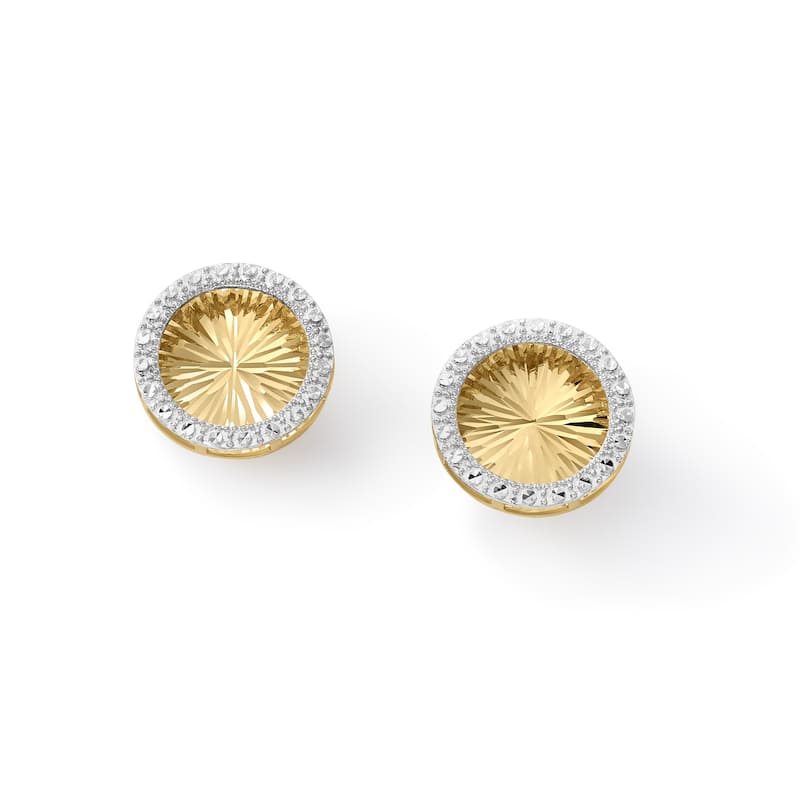 Clover 14K Two-Tone Gold Diamond-Cut Yellow Gold Starburst Halo Stud Earrings
