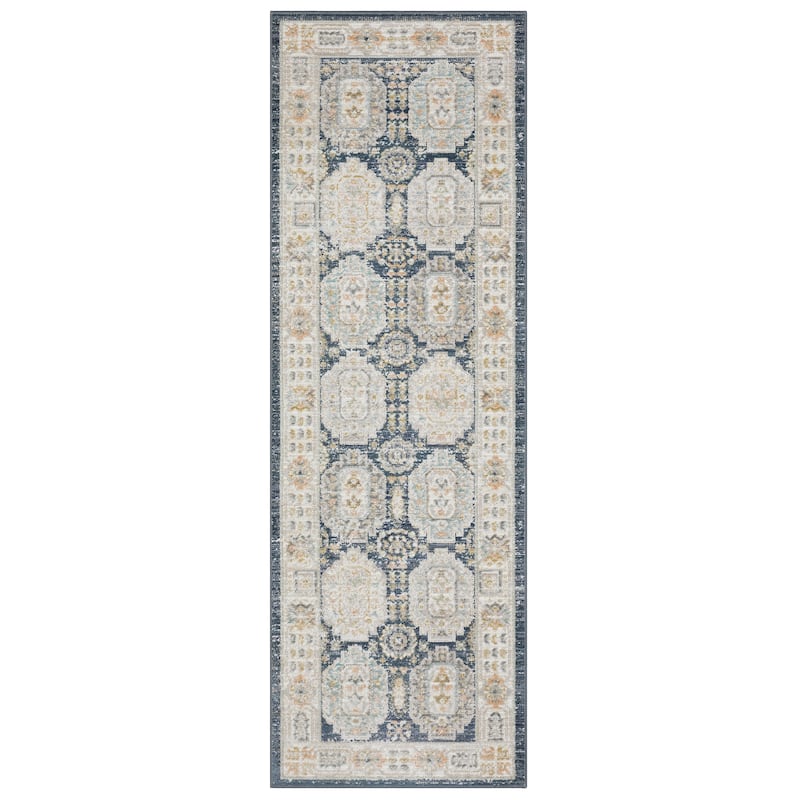 Calliope Textural Distressed Traditional Navy/ Ivory Area Rug