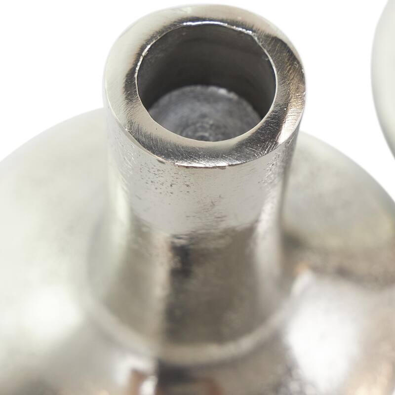 Aluminum Metal Decorative Candle Holder with Rounded Bases - Set of 3 Silver - Roche River Decor