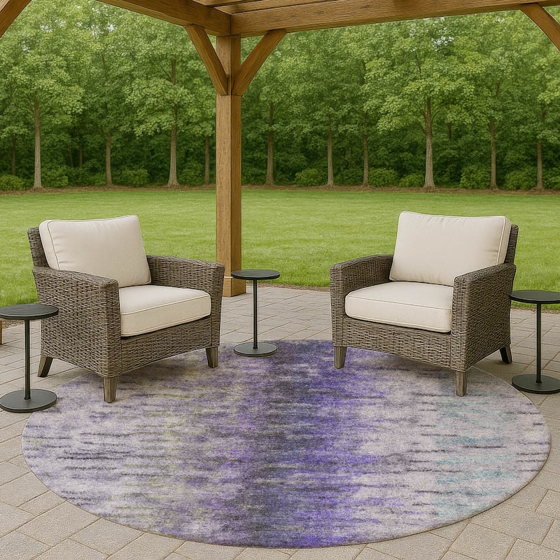 Machine Washable Indoor/ Outdoor Contemporary Ombre Chantille Rug - Purple - 8' x 8'