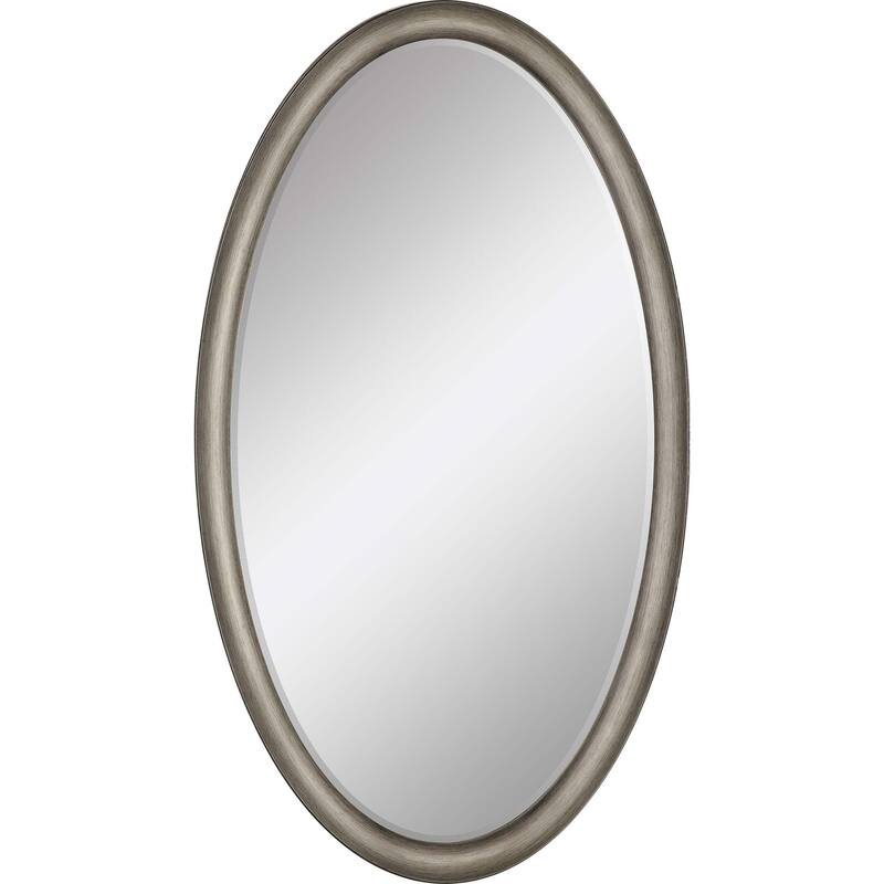 HomeRoots 44" Silver Wood Oval Accent Mirror - 25.00 in. x 44.00 in. x 2.00 in.