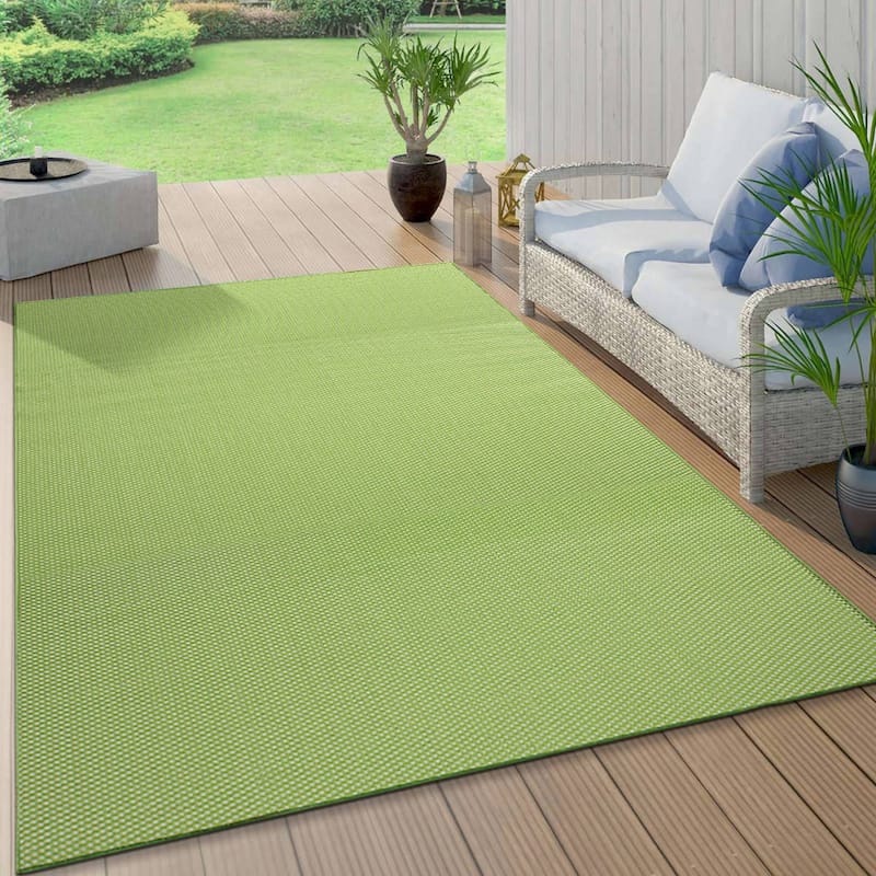 Solid Indoor/Outdoor Flatweave Waterproof Backyard Patio Area Rug