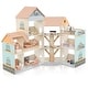 preview thumbnail 1 of 4, Wooden Dollhouse Playset Pretend Play Toys Kit w/ 42 Accessories - Orange Orange