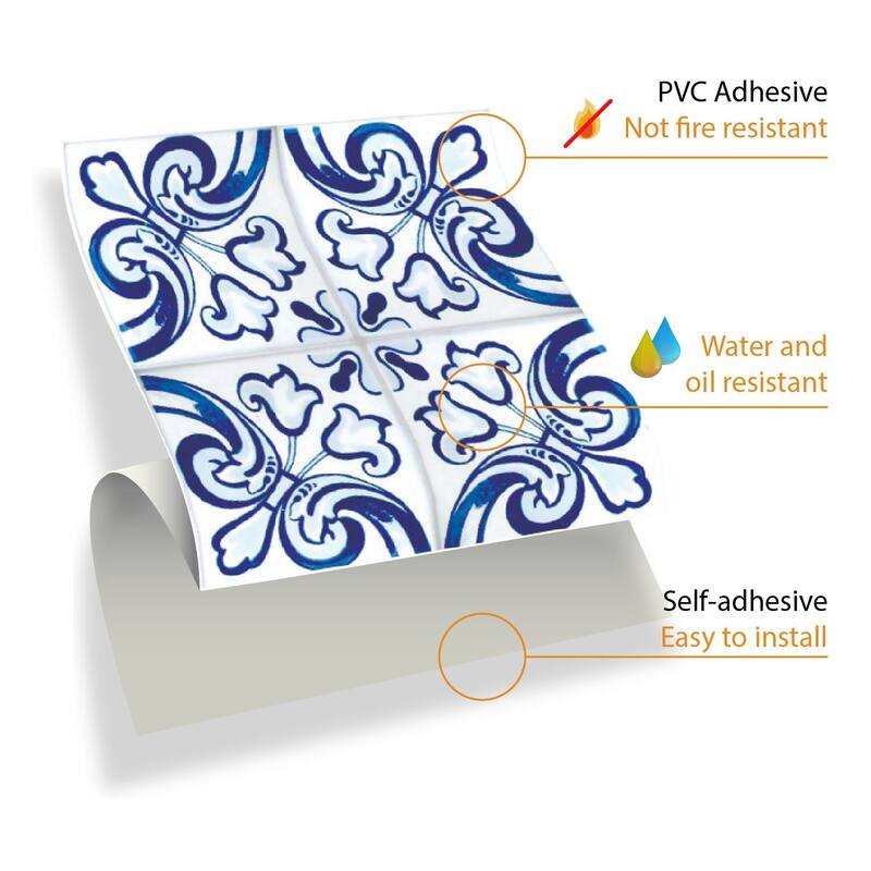 Blue Turkish Mediterranean Backsplash Tile Stickers