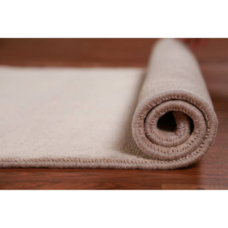 Hand Knotted Oriental 100% Wool Carpet Modern Solid Beige & Ivories Gabbeh Runner Rug - 10' 6'' X 3' 0''