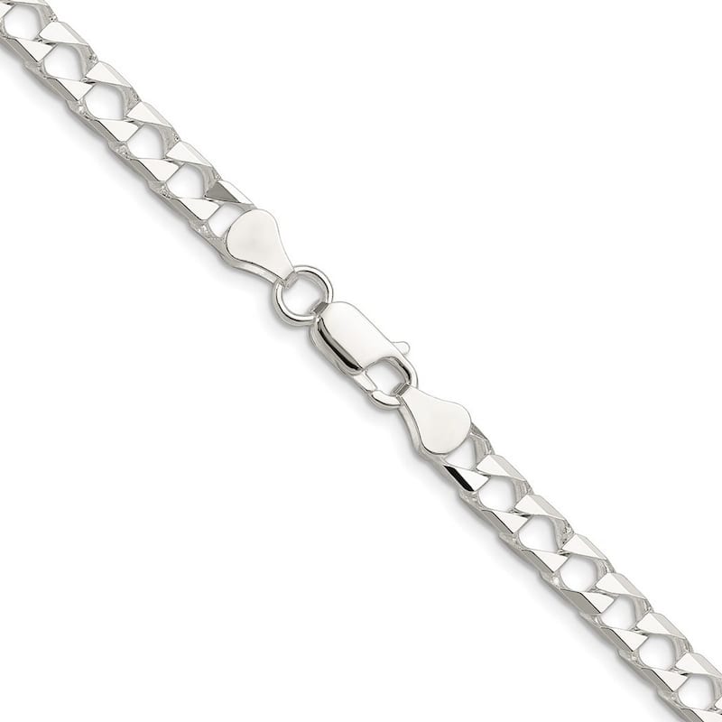 Curata 925 Sterling Silver Polished 5.75mm Flat Curb Link Chain Necklace for Men