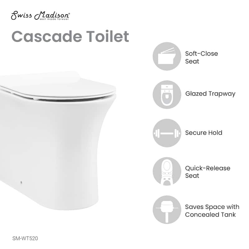 Swiss Madison SM-WT520 Cascade Wall Mounted Elongated Toilet Bowl Only