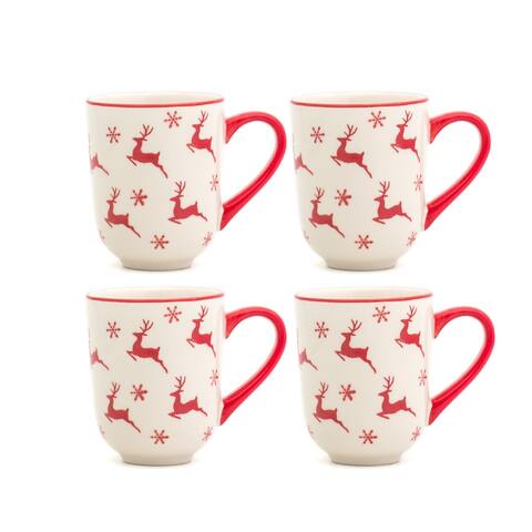 Winterfest Collection 4 Piece Festive Ceramic Stoneware Mug Set