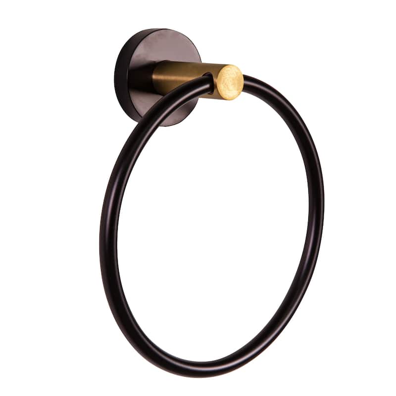 Design House 582767 Kelton 6" Wall Mounted Towel Ring - Matte Black/Satin Gold