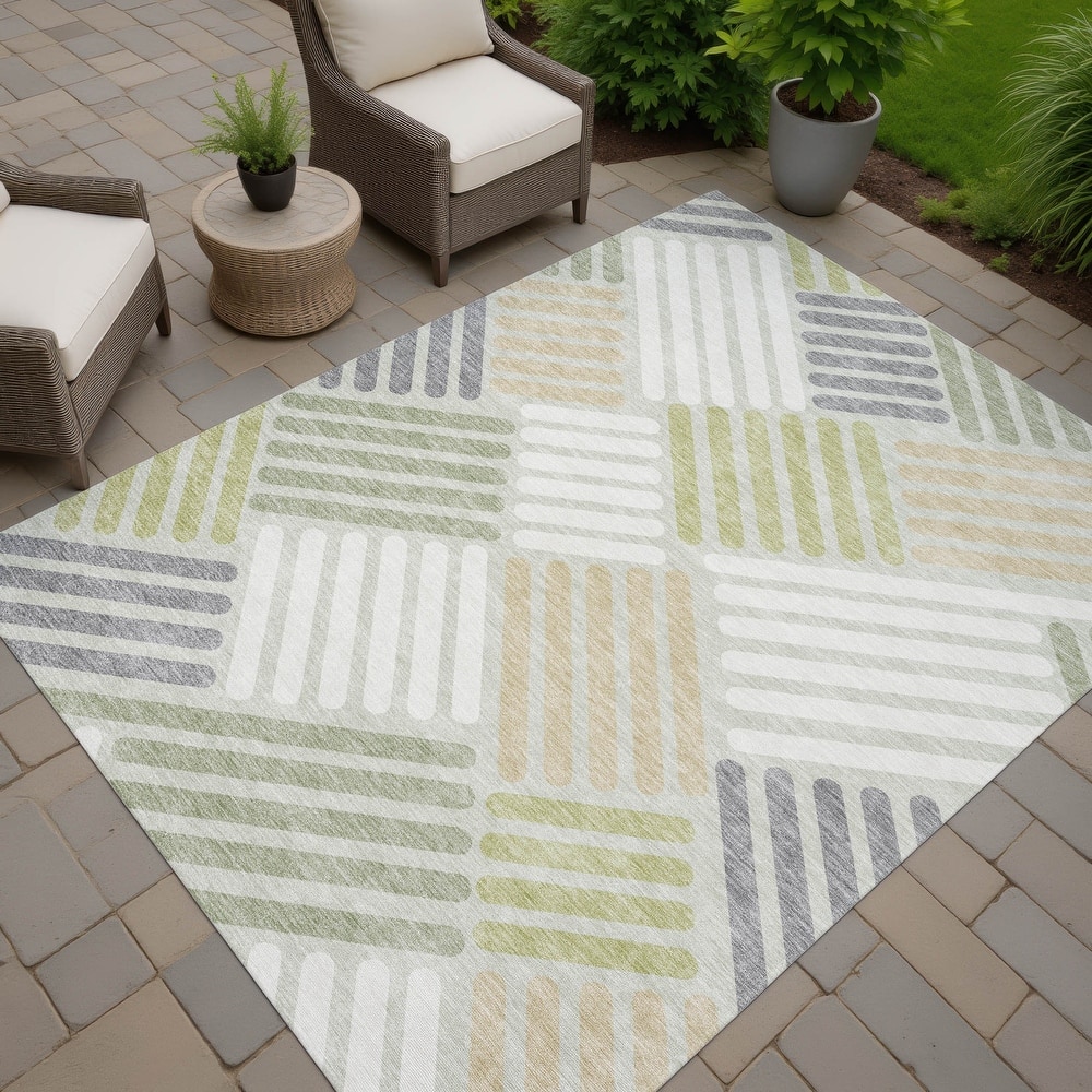 Machine Washable Indoor/ Outdoor Modern Weave Chantille Rug