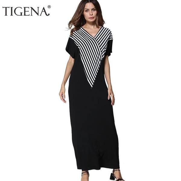 Tigena Loose Striped Summer Dress Women 2018 Floor Length Dresses Big Sizes Long Maxi Dress Summer Sundress Robe Femme Overstock 27111217