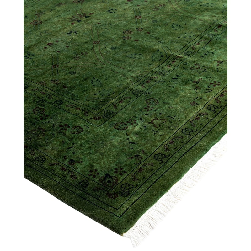 Overdyed One-of-a-Kind Hand-Knotted Area Rug - Green - 6' 2" x 9' 1"