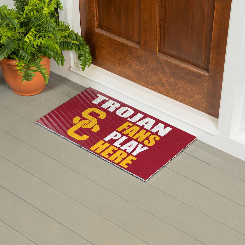 28 in. x 16 in. University of Southern California "Fans Play Here" PVC Door Mat