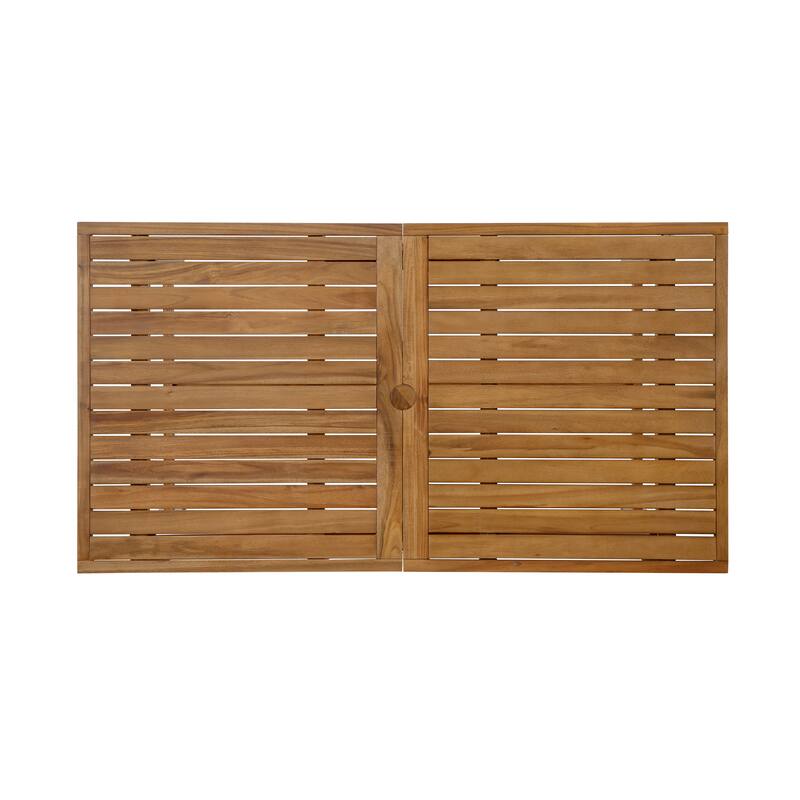 5-Piece Outdoor Acacia Wood Dining Set with Rectangular Table and Umbrella Hole for Family Gatherings