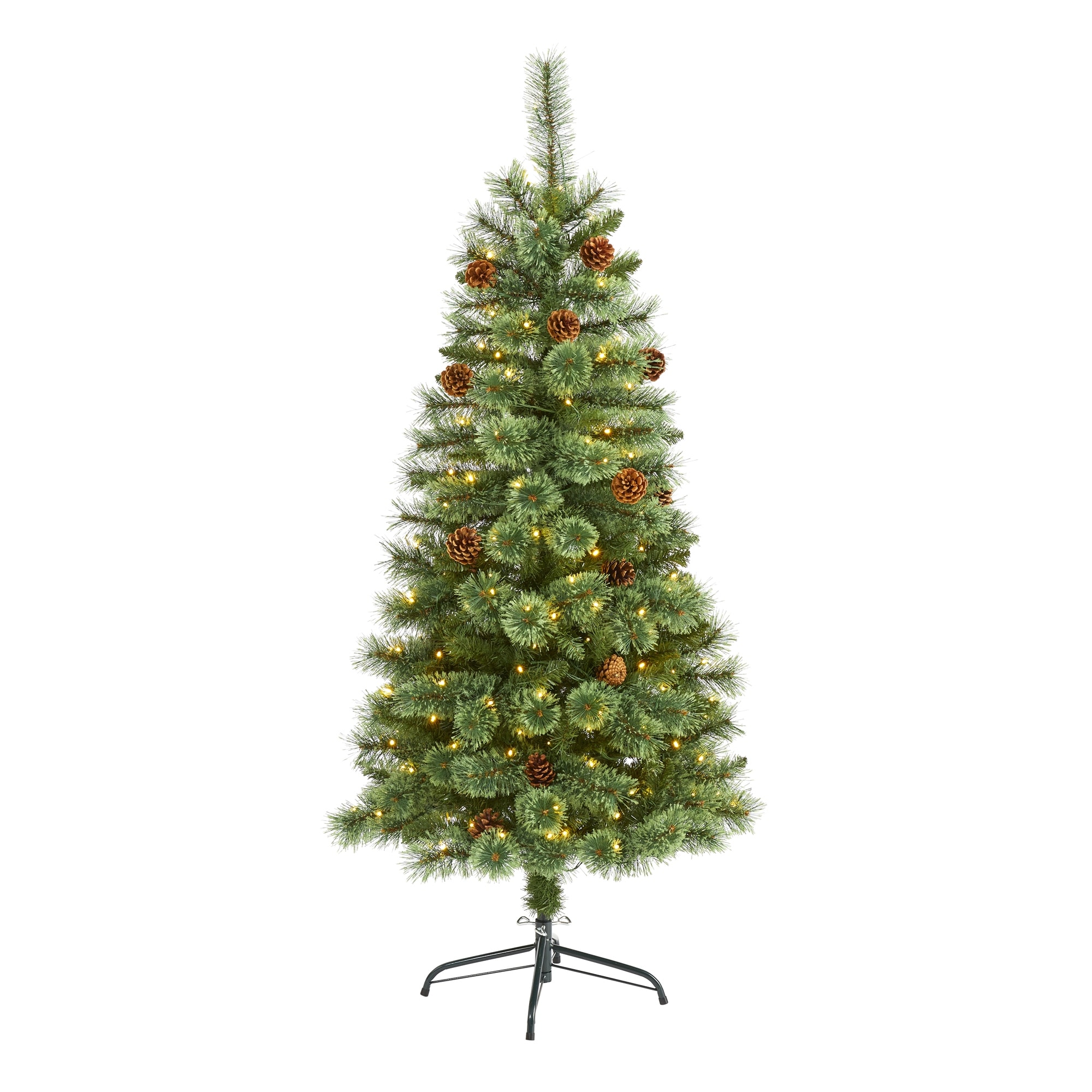 5' White Mountain Pine Christmas Tree with 200 Clear LED Lights - Green