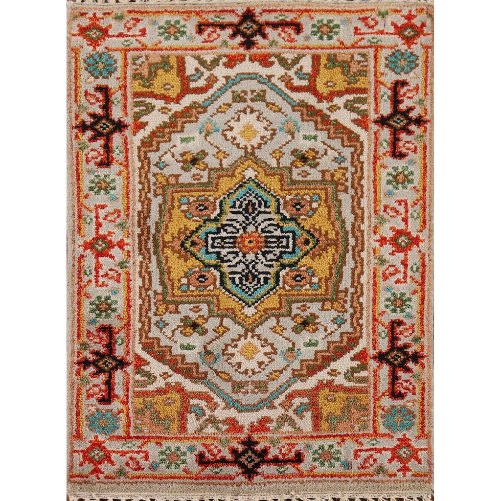 Geometric Heriz Serapi Oriental Accent Rug Handmade Wool Carpet - 2'0" x 3'0"