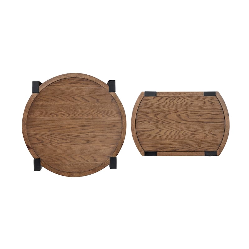 Magnussen Home Kaysen Wallaby and Matte Black Nesting End Table - 22''W x 22''D x 26''H